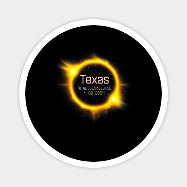 Texas Total Solar Eclipse Spring America April 04.08.24 Usa Magnet by SanJKaka